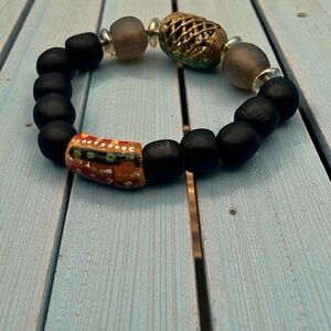 Black and Gold Beaded Bracelet